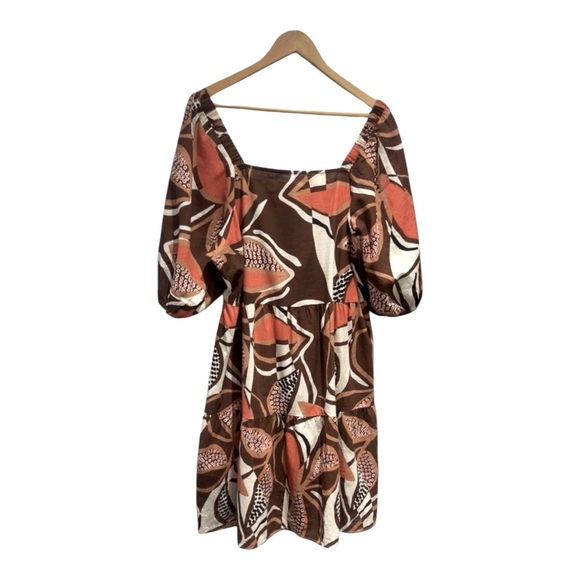 Mlle Gabrielle Tiered Tribal 100% Cotton Dress Smocked Back Flowy Tunic Dress - Picture 1 of 13